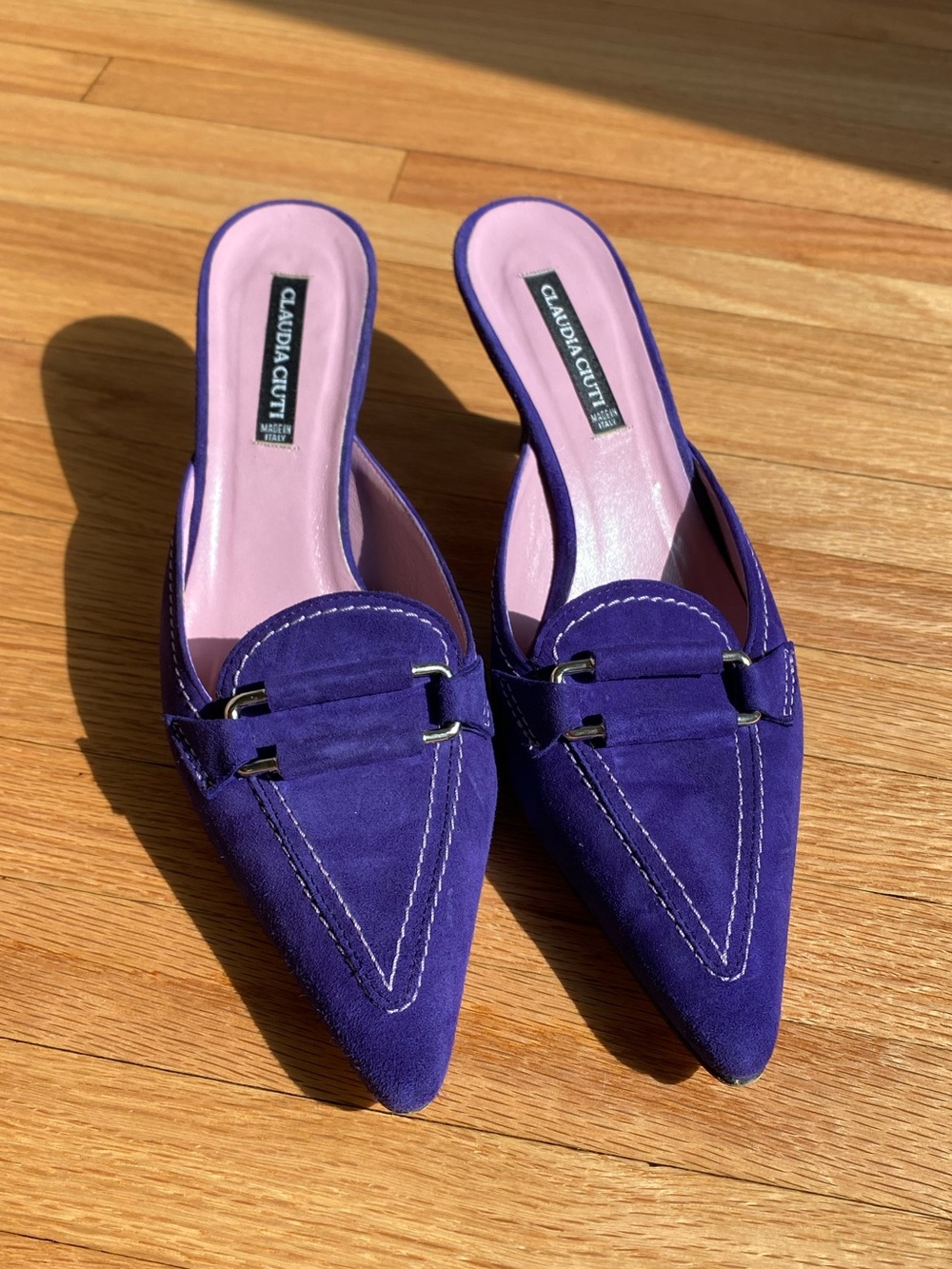 Vintage Purple Suede Kitten Heel - Picture 1 of 7